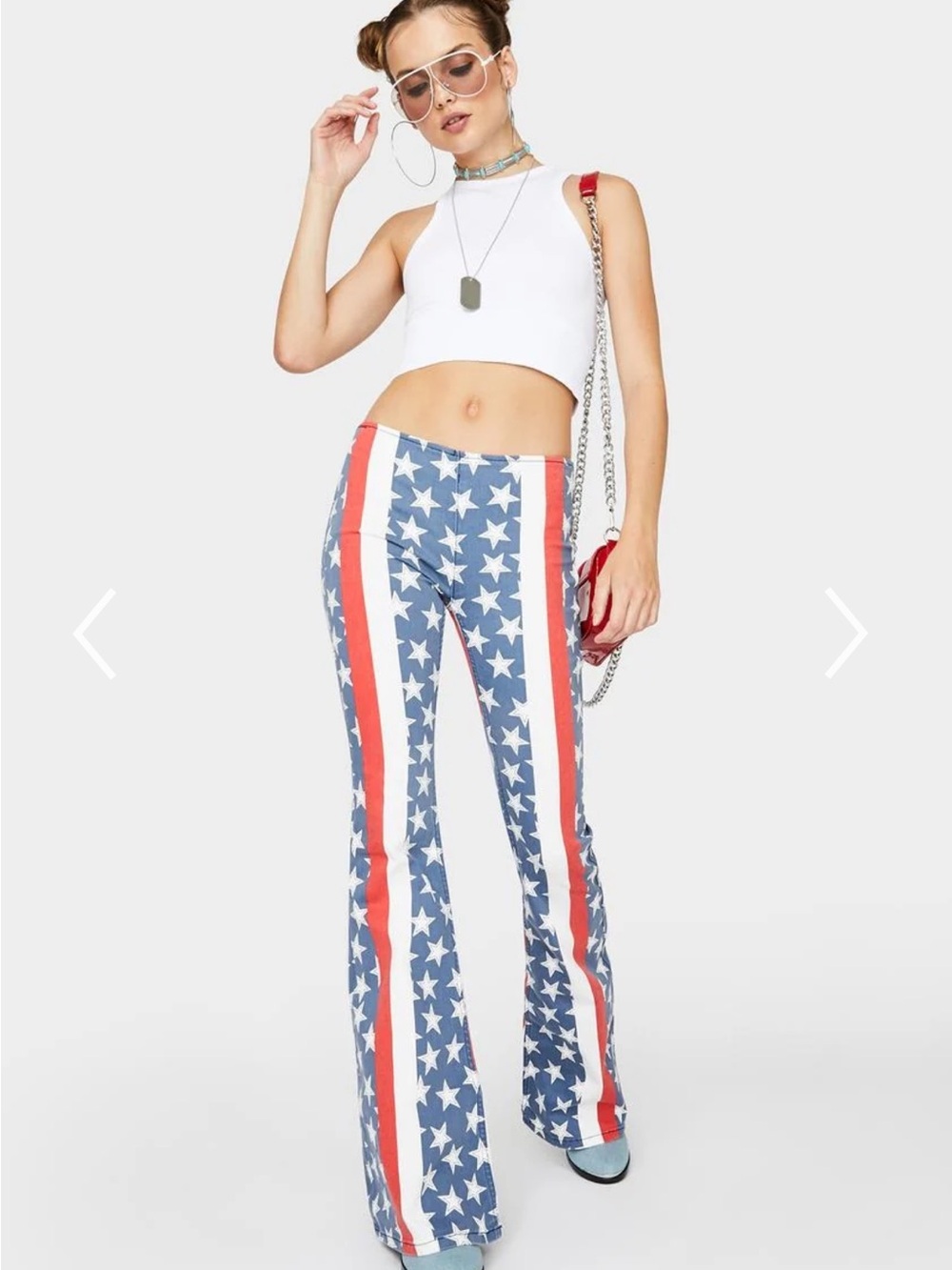 Free People  retro Stars and Stripes Penny Flare Jeans, size 24